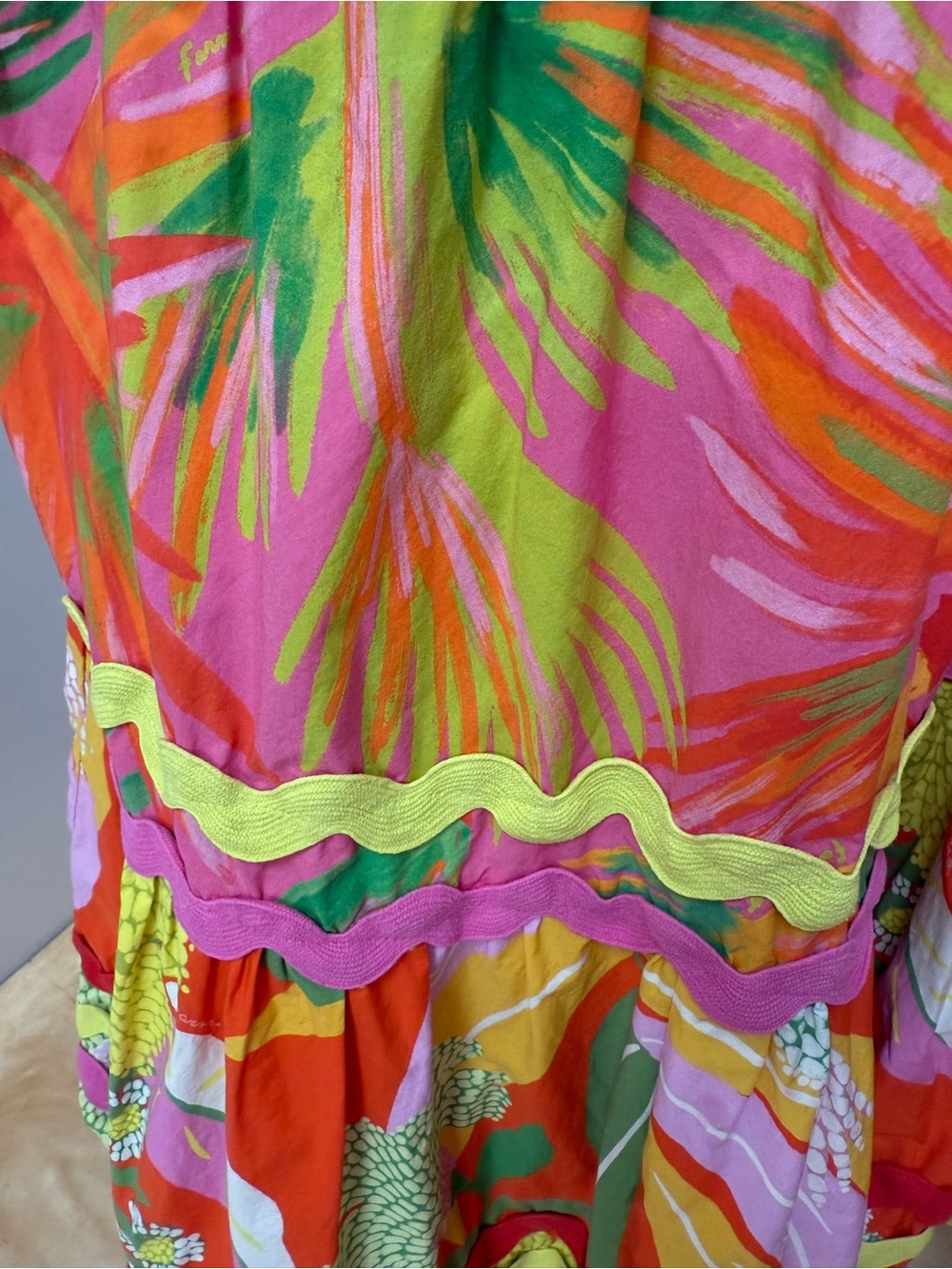 Farm Rio One-Shoulder Tiered Dress size Medium Like New - Picture 4 of 16